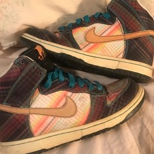 Orange/Teal Plaid Nike Hightops